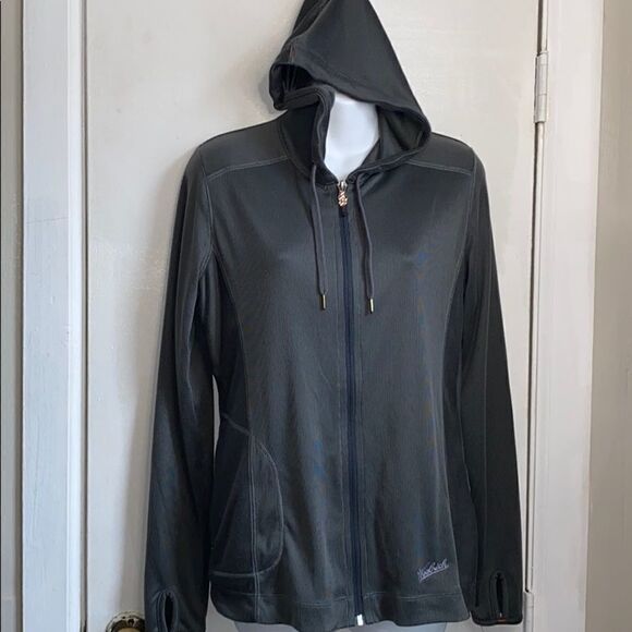 WOOLRICH Charcoal Lightweight Zip Hoodie-S - Picture 1 of 8